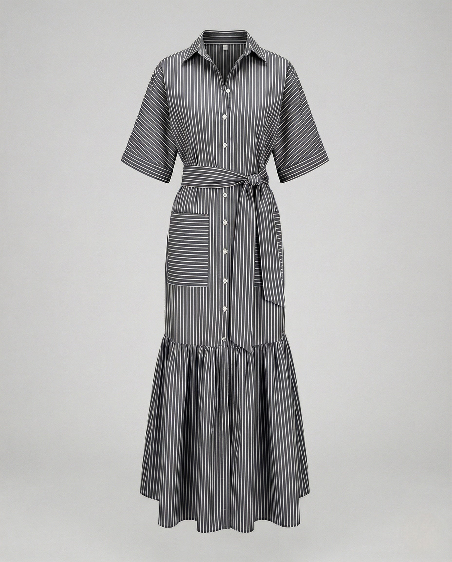 Maxi Dress Women's Shirt Dress with Belt