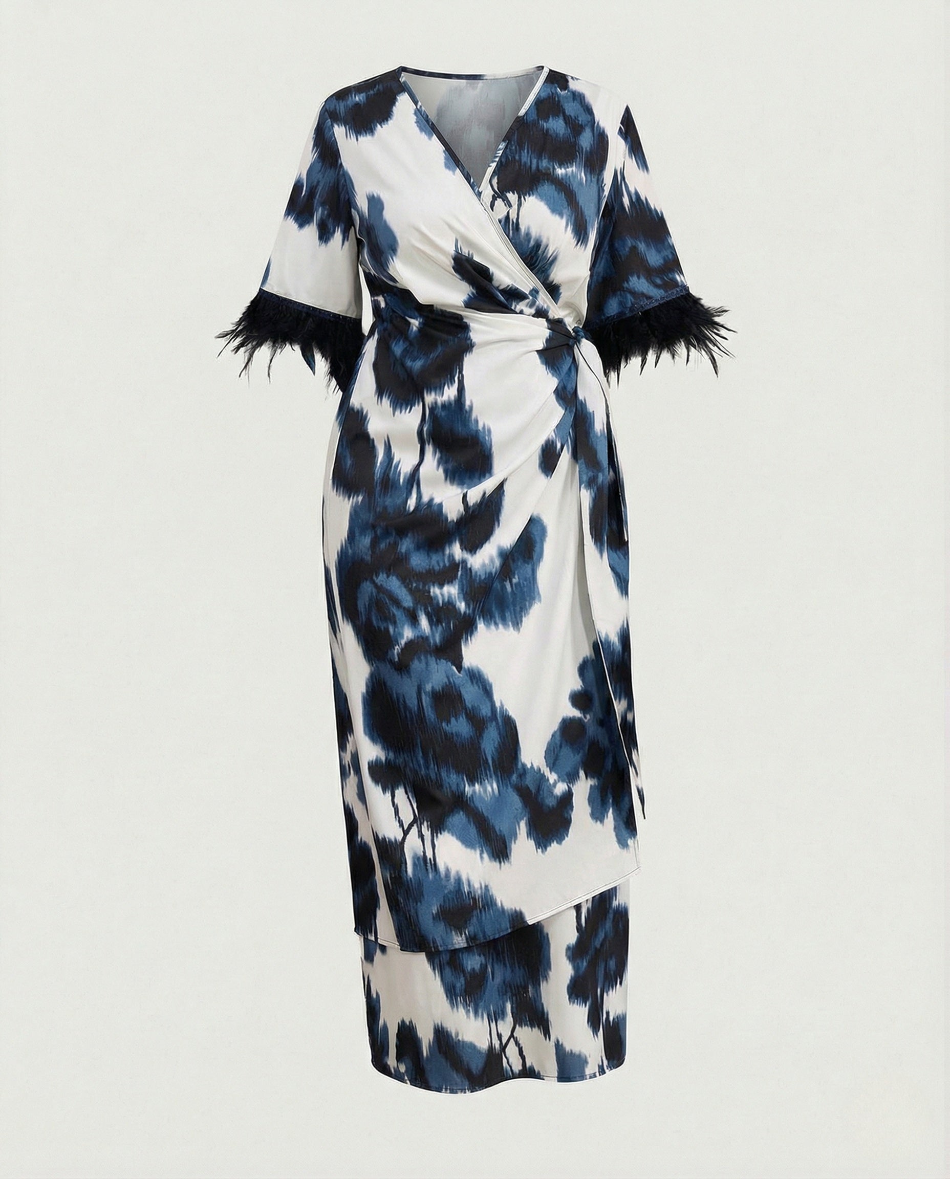 Maxi Dress Women Leopard Print V-Neck