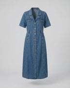 Leisure Dress Women Denim Midi Dress