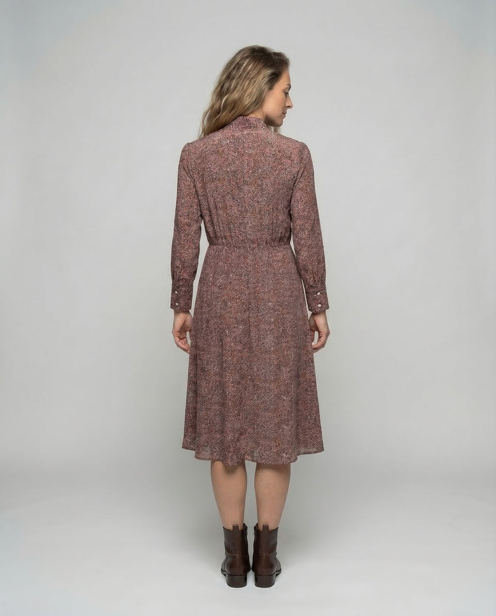 Maxi Dress Women Bow Collar - Back View