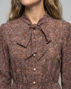 Maxi Dress Women Bow Collar - Close-Up Detail