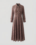 Maxi Dress Women Bow Collar