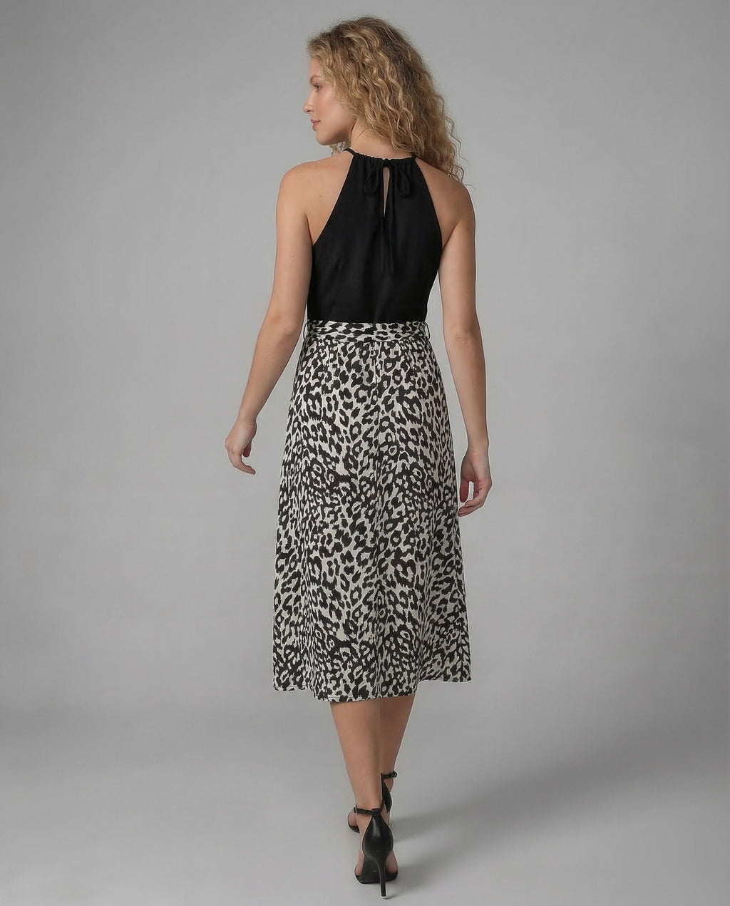 Casual Dress Women Halter Midi Dress - Back View