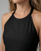 Casual Dress Women Halter Midi Dress - Close-Up Detail
