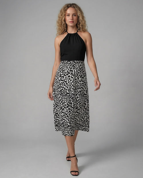 Casual Dress Women Halter Midi Dress - Front View