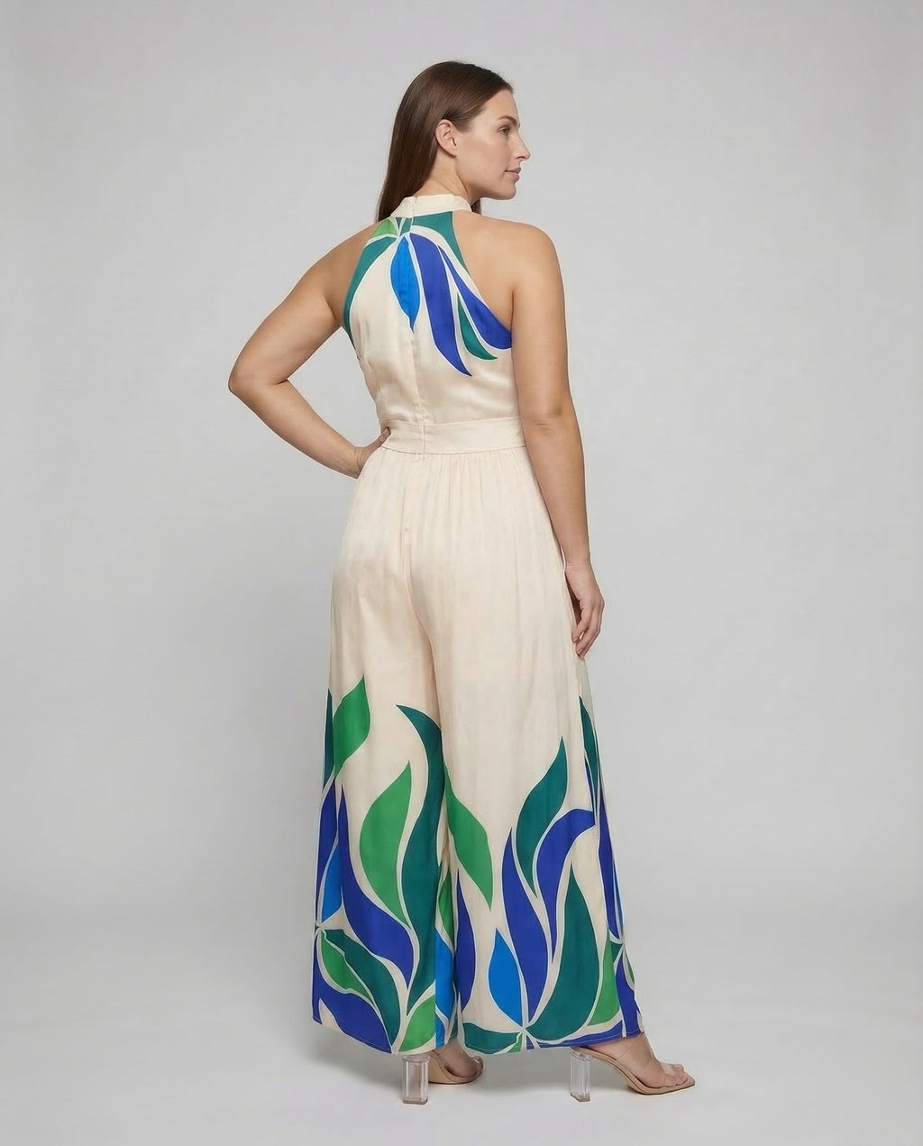 Sleeveless Maxi Dress Women's Stand Collar Gathered Skirt - Back View