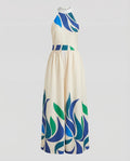 Sleeveless Maxi Dress Women's Stand Collar Gathered Skirt
