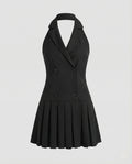 Blazer Mini Dress Double-Breasted Sleeveless Women