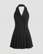 Blazer Mini Dress Double-Breasted Sleeveless Women