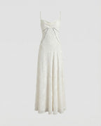 Elegant Maxi Dress with Flower Appliqué for Women
