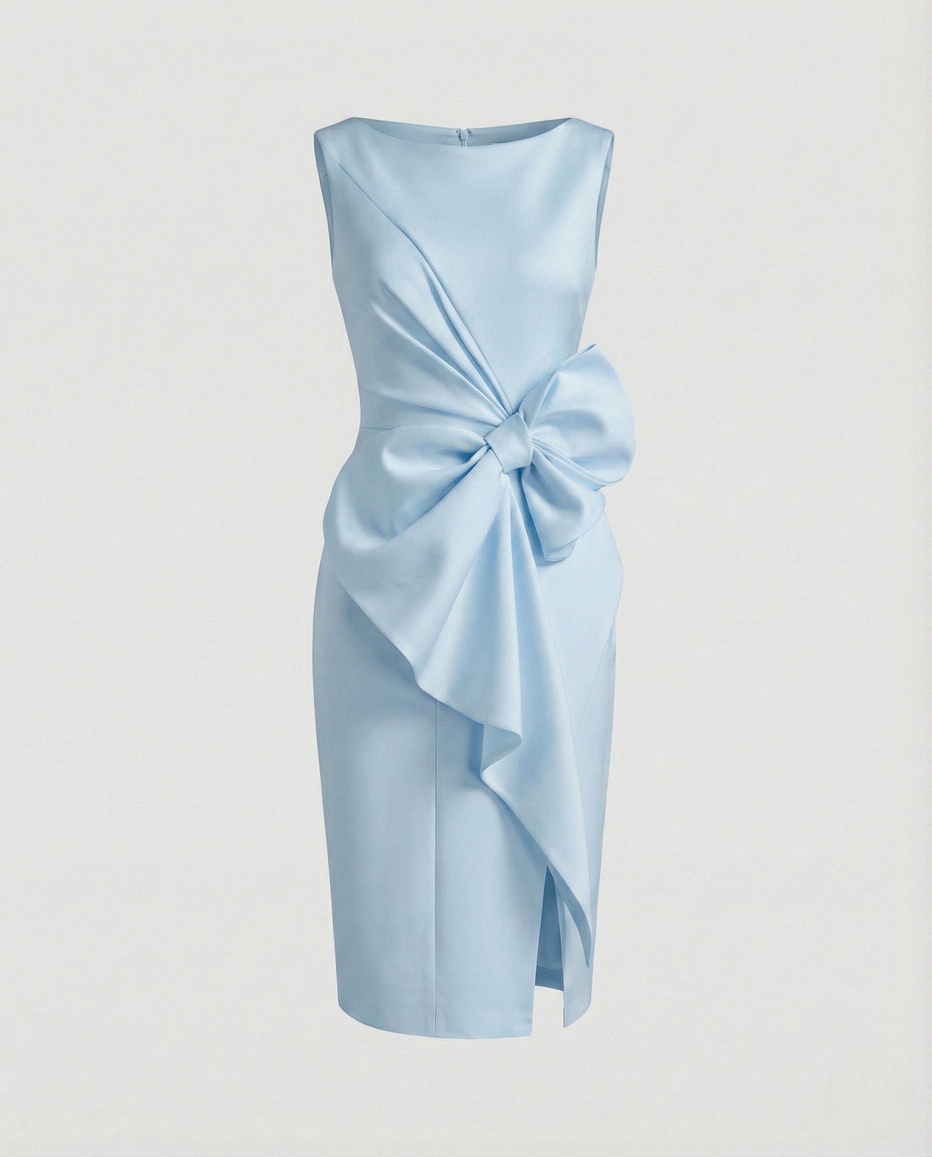 Satin Sheath Dress Asymmetric Elegant Women