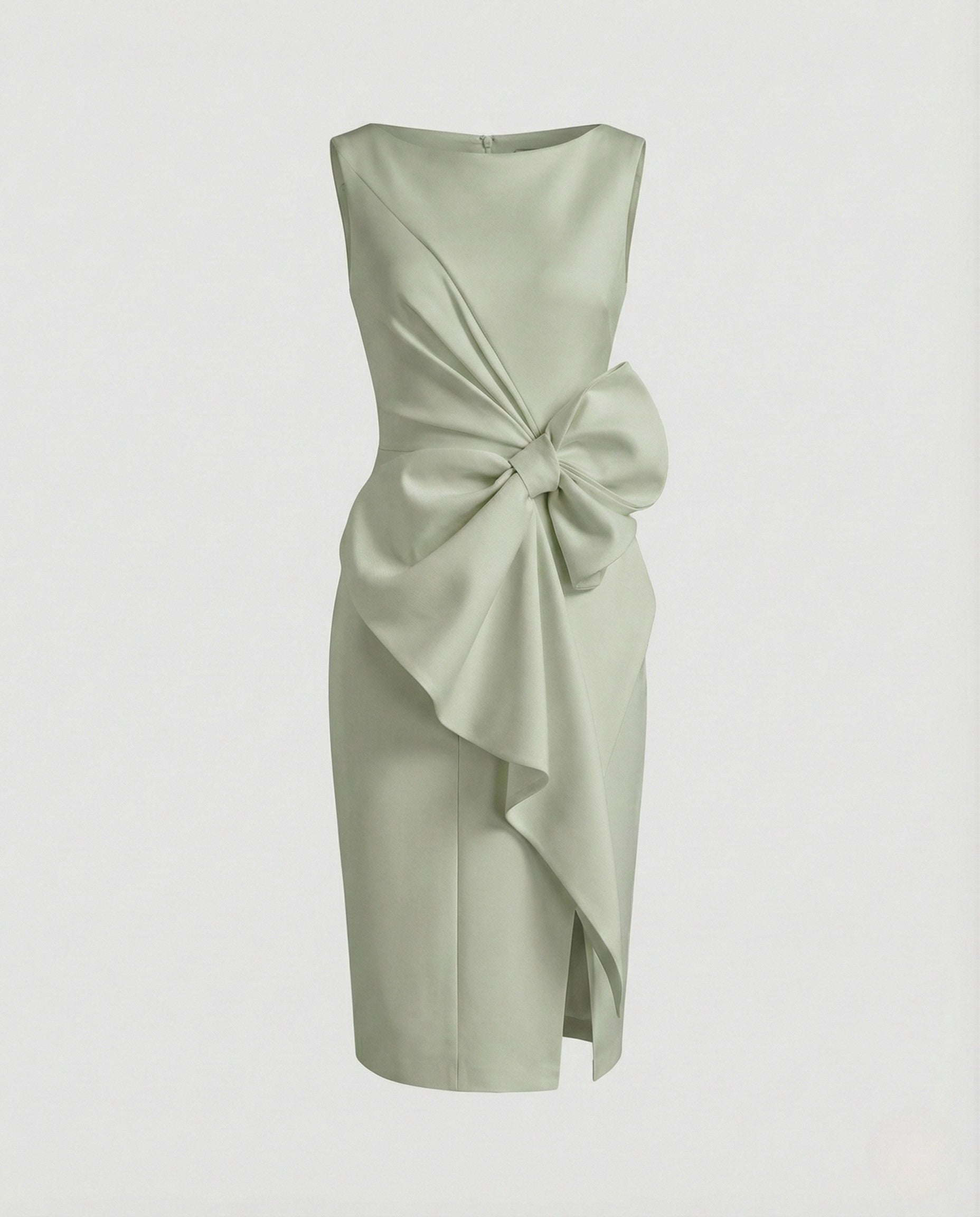 Satin Sheath Dress Asymmetric Elegant Women
