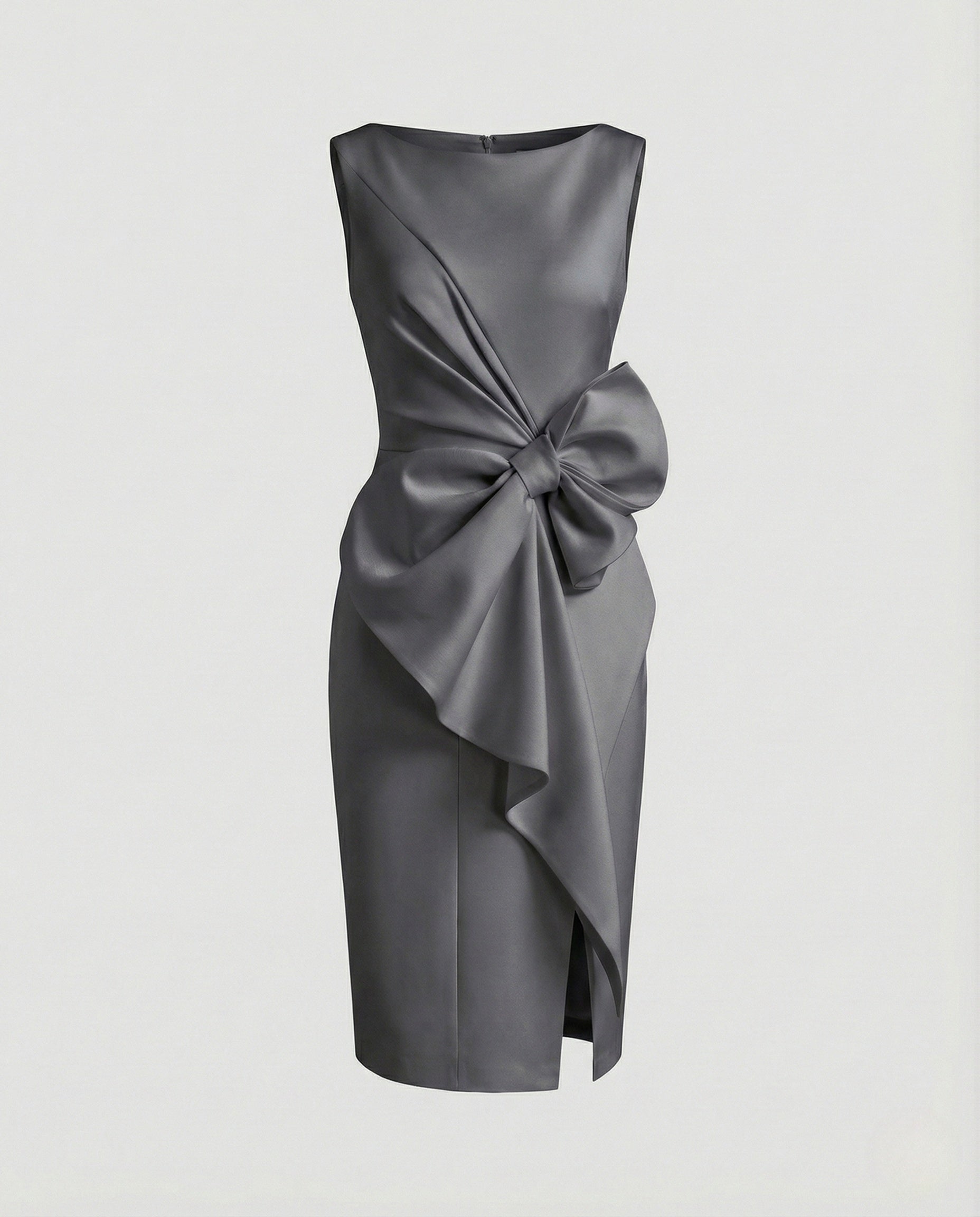Satin Sheath Dress Asymmetric Elegant Women
