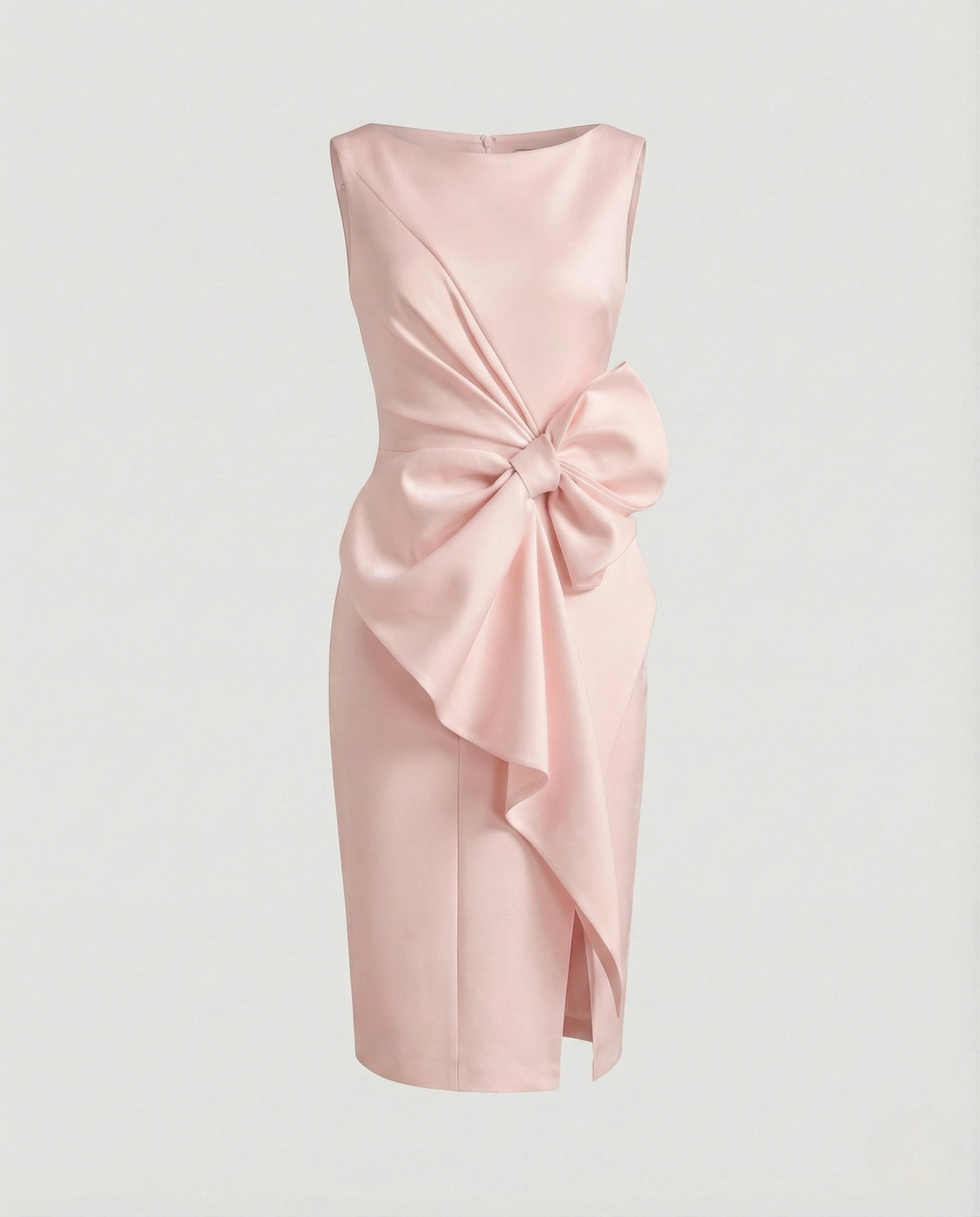 Satin Sheath Dress Asymmetric Elegant Women