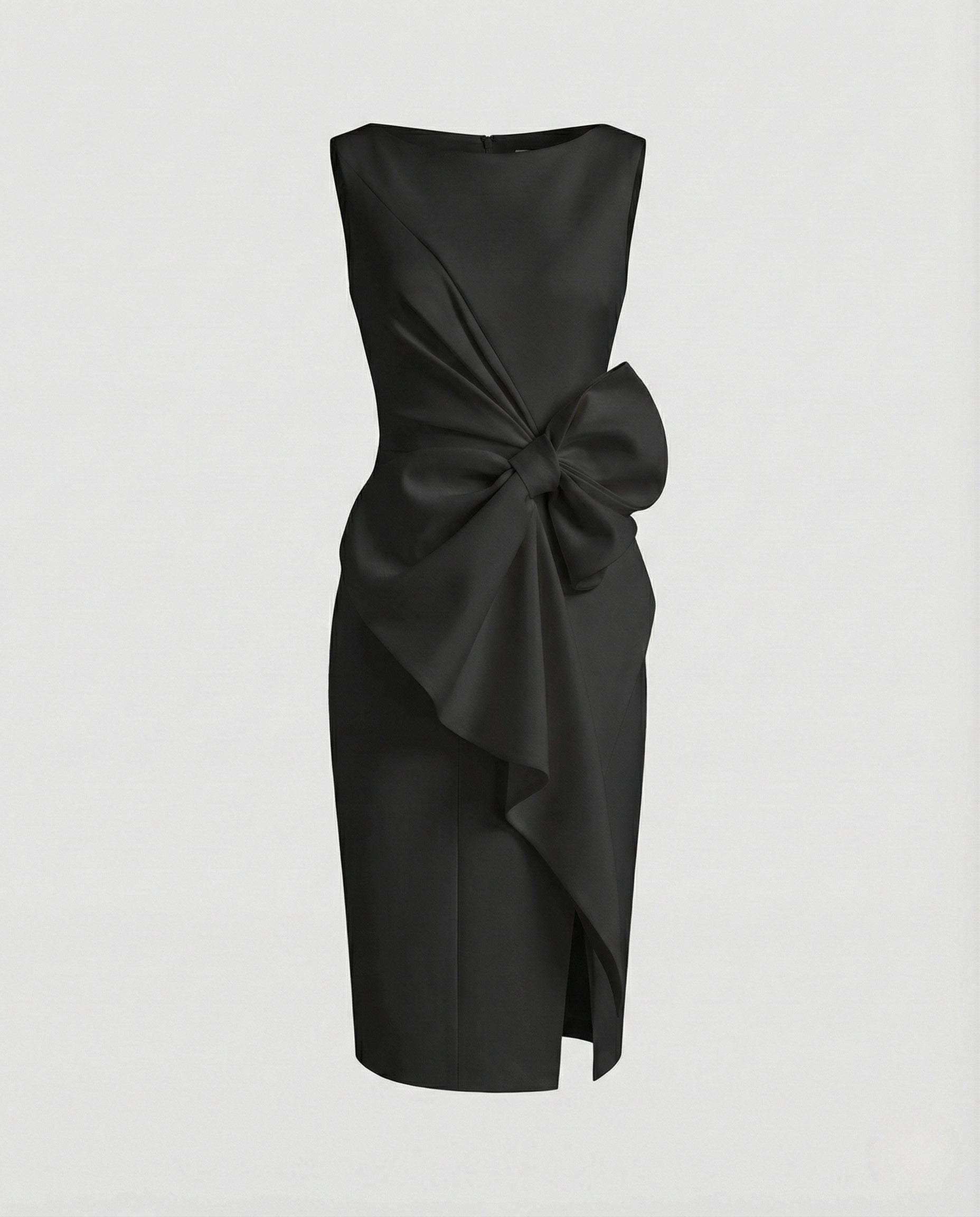 Satin Sheath Dress Asymmetric Elegant Women