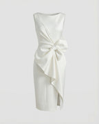 Satin Sheath Dress Asymmetric Elegant Women