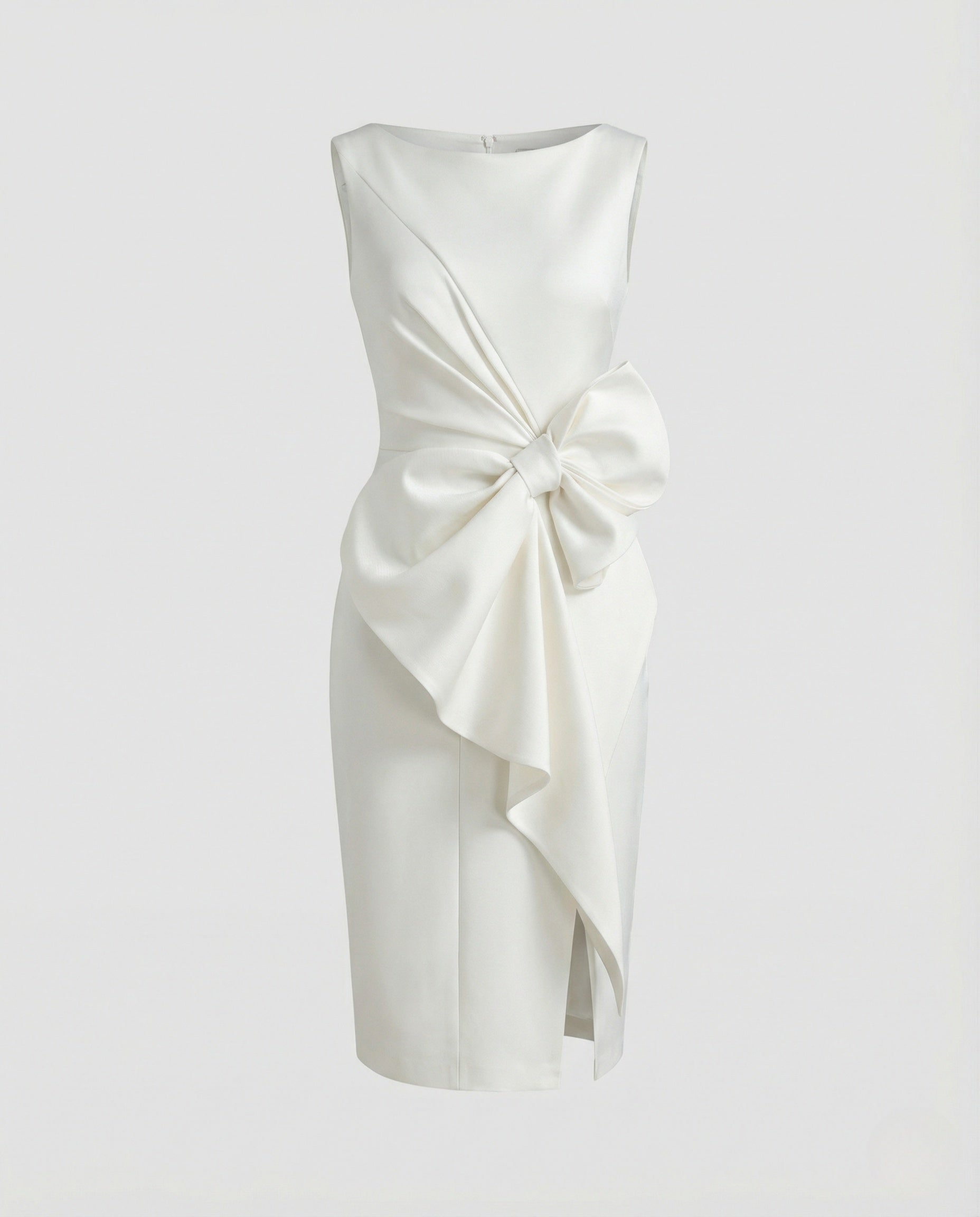 Satin Sheath Dress Asymmetric Elegant Women