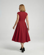 Figure-Hugging Midi Dress with Flared Skirt Ladies - Back View