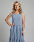Maxi Dress Sleeveless with Tiered Skirt A-Line Women - Upper Body View
