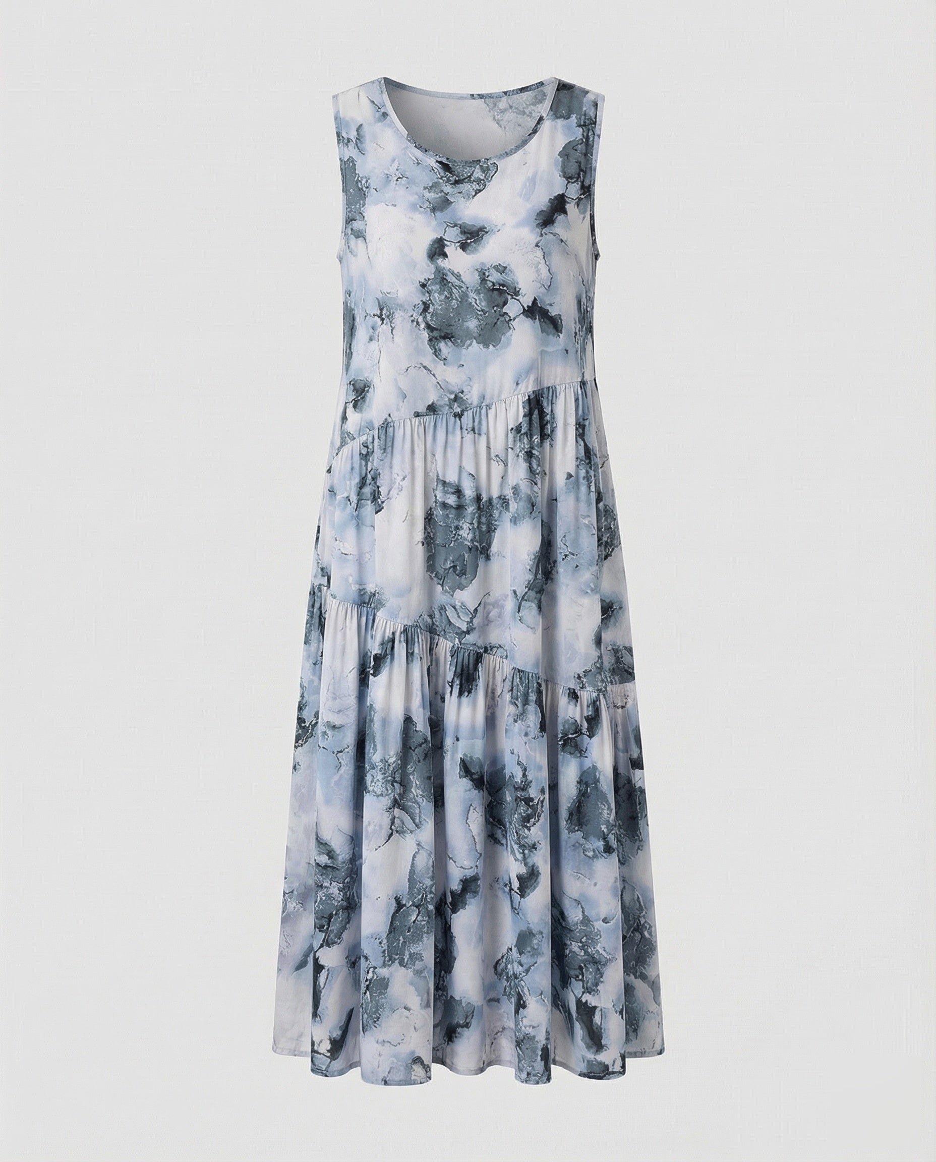 Maxi Dress Sleeveless with Tiered Skirt A-Line Women