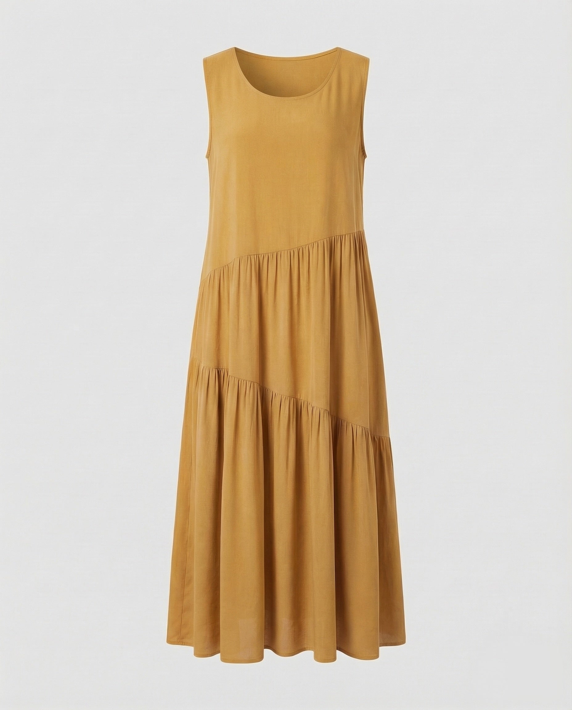 Maxi Dress Sleeveless with Tiered Skirt A-Line Women