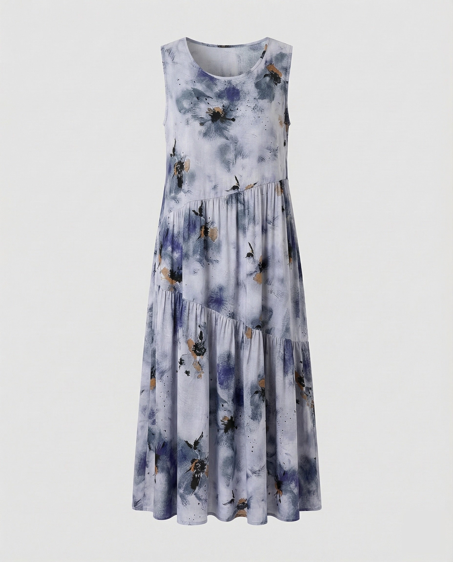 Maxi Dress Sleeveless with Tiered Skirt A-Line Women