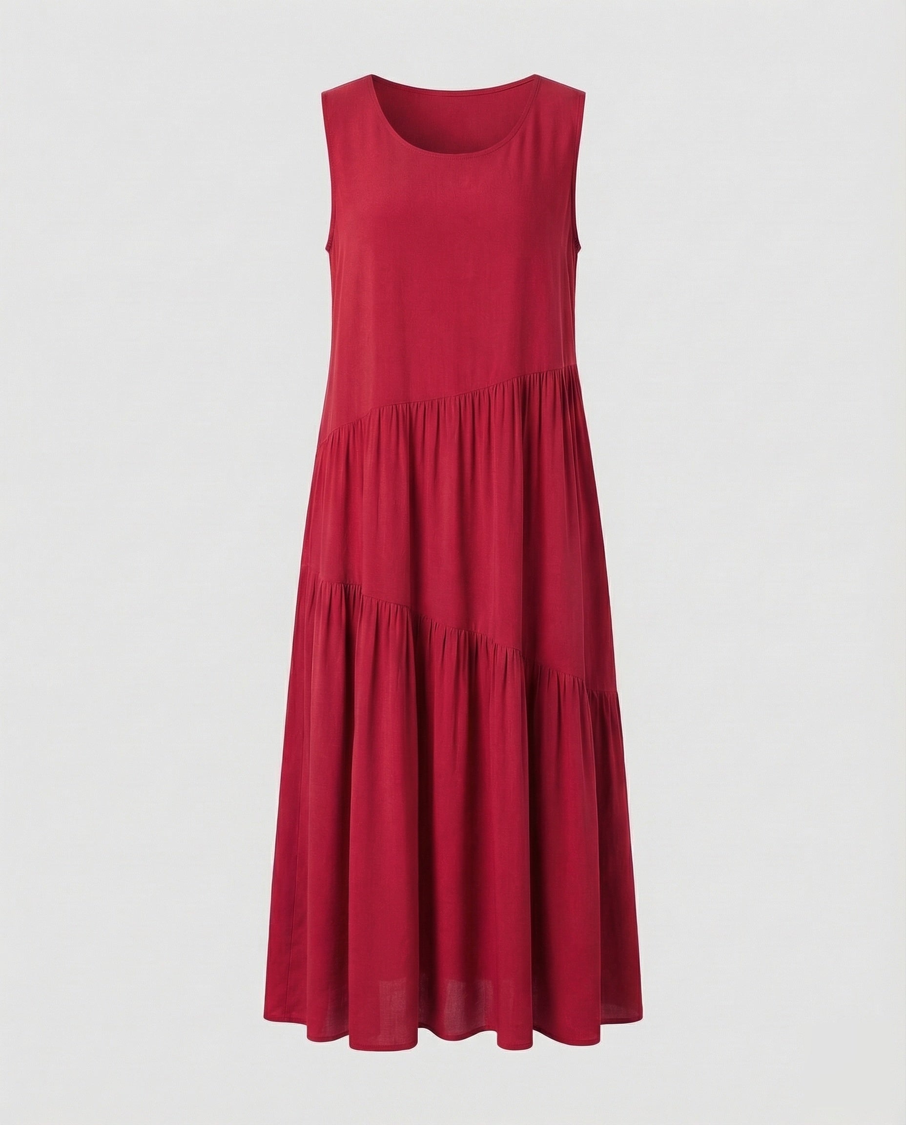 Maxi Dress Sleeveless with Tiered Skirt A-Line Women