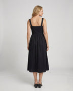 Satin Midi Dress with Square Neckline Women - Back View