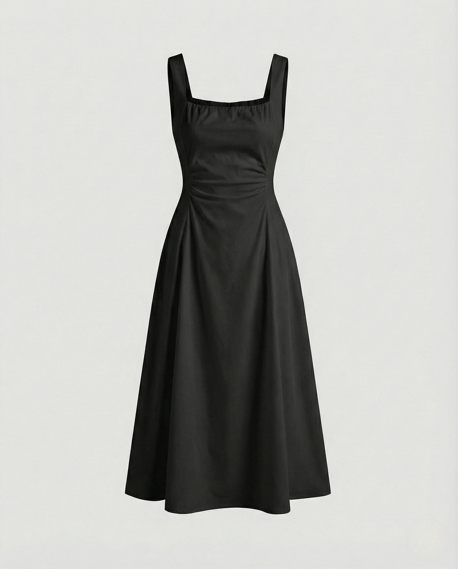 Satin Midi Dress with Square Neckline Women