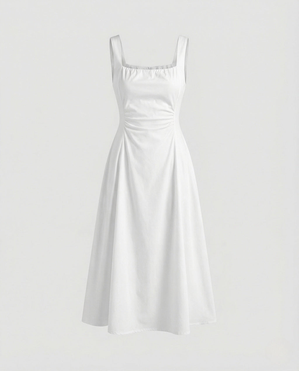 Satin Midi Dress with Square Neckline Women