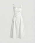 Satin Midi Dress with Square Neckline Women