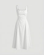 Satin Midi Dress with Square Neckline Women
