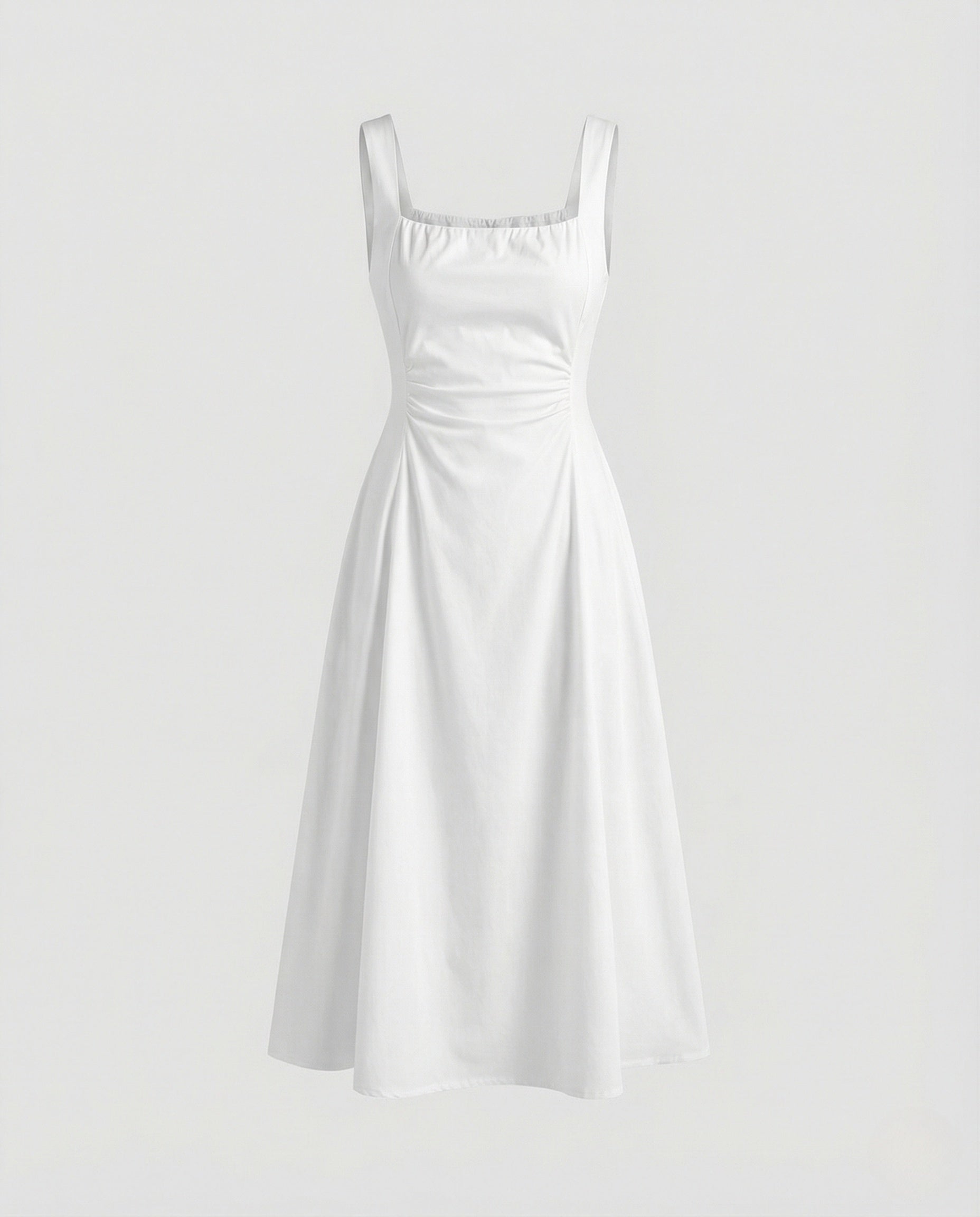 Satin Midi Dress with Square Neckline Women