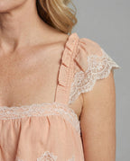 Boho Lace Maxi Dress with Ruffles Women - Close-Up Detail