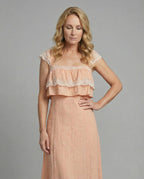 Boho Lace Maxi Dress with Ruffles Women - Upper Body View