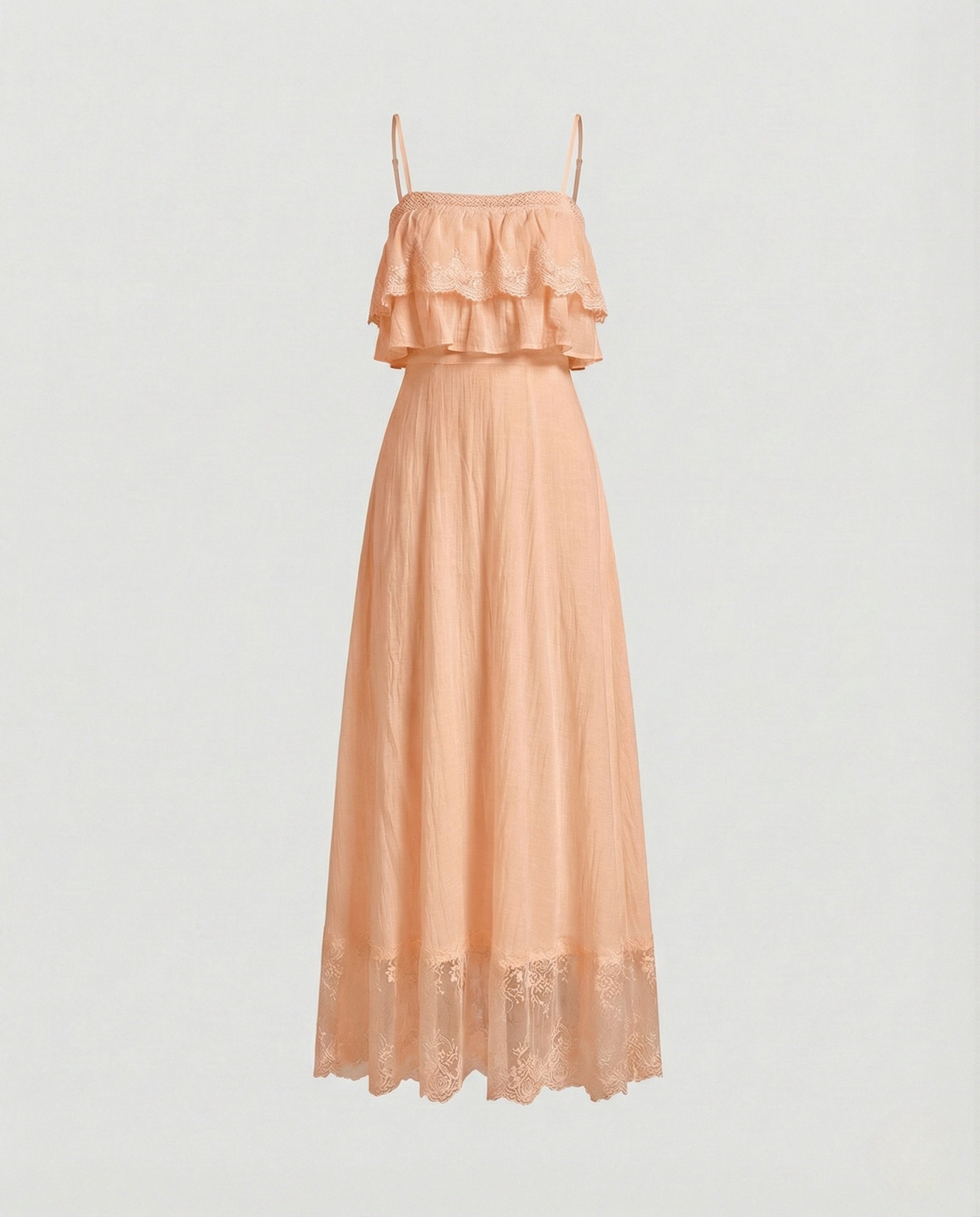 Boho Lace Maxi Dress with Ruffles Women