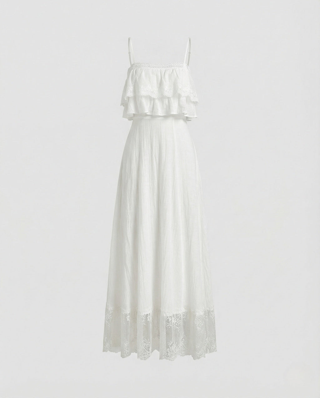 Boho Lace Maxi Dress with Ruffles Women