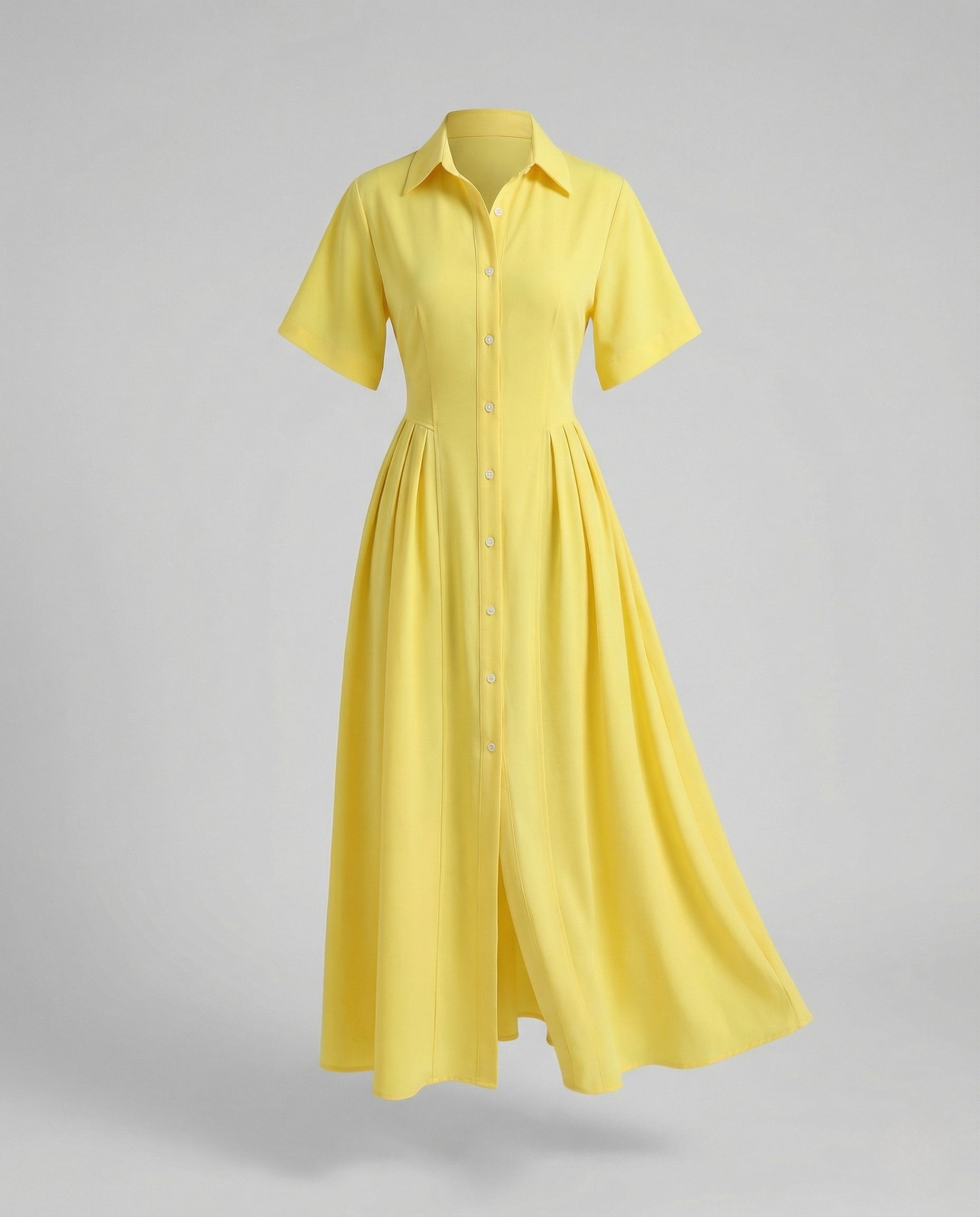 Women's Maxi Dress in Shirt Blouse Style with Leg Slit