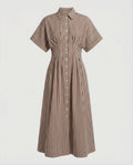 Women's Striped Shirt Dress with Button Placket