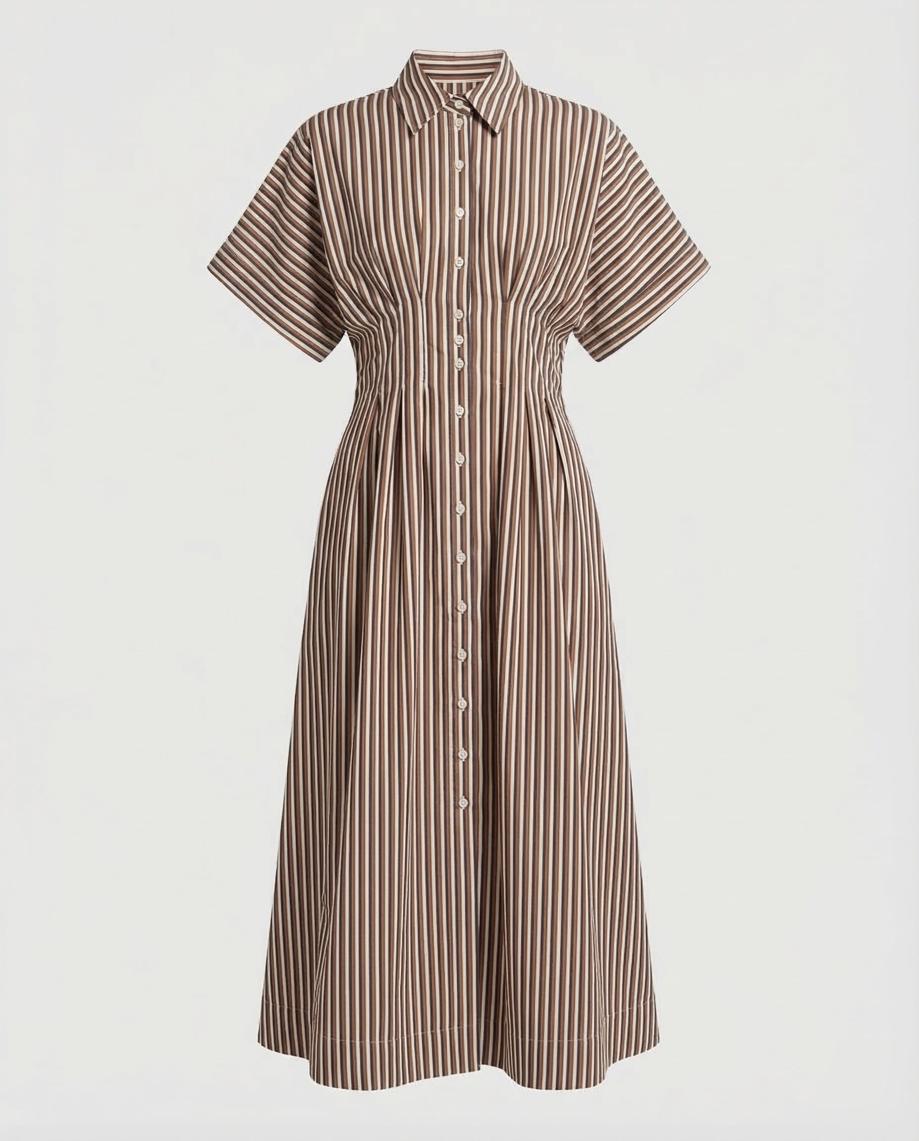 Women's Striped Shirt Dress with Button Placket