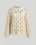 Women's Oversized Knit Sweater with Hole Pattern
