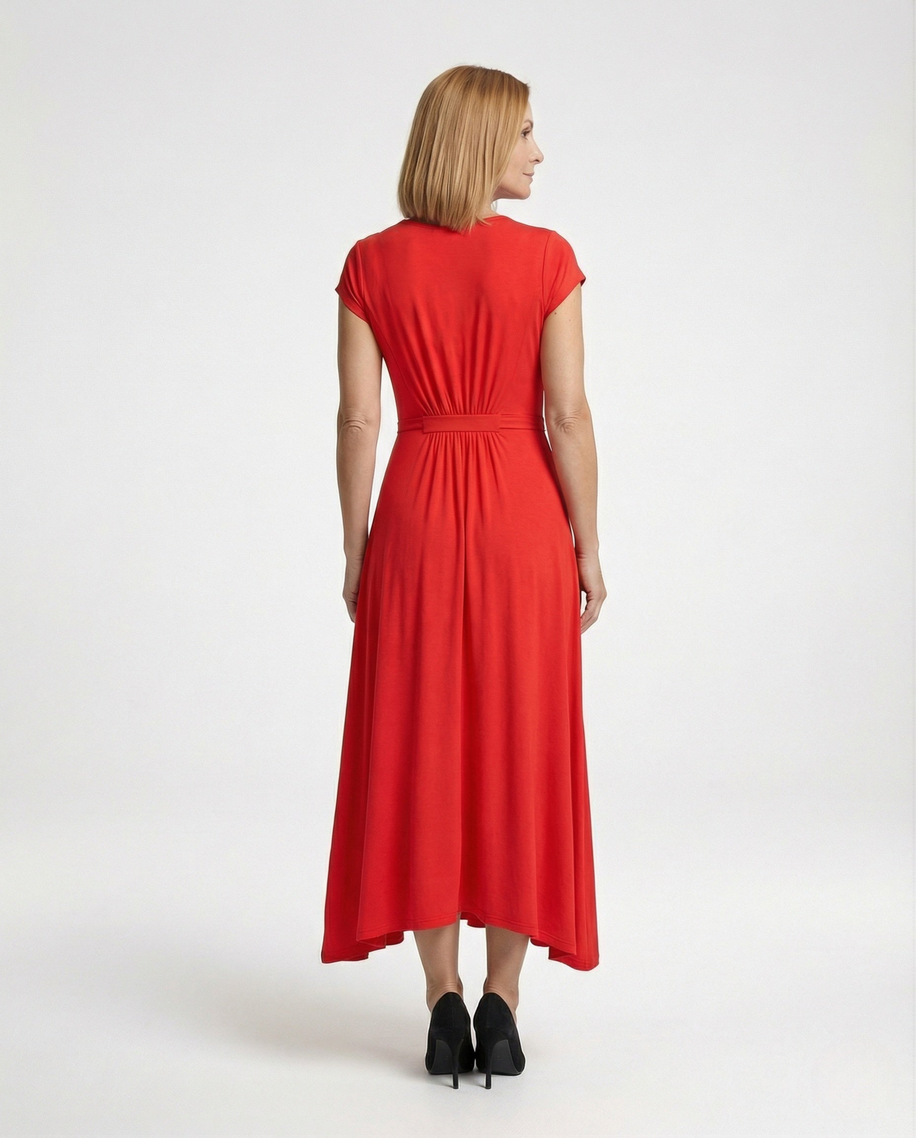 Women's Viscose Jersey Maxi Dress with Empire Waist - Back View