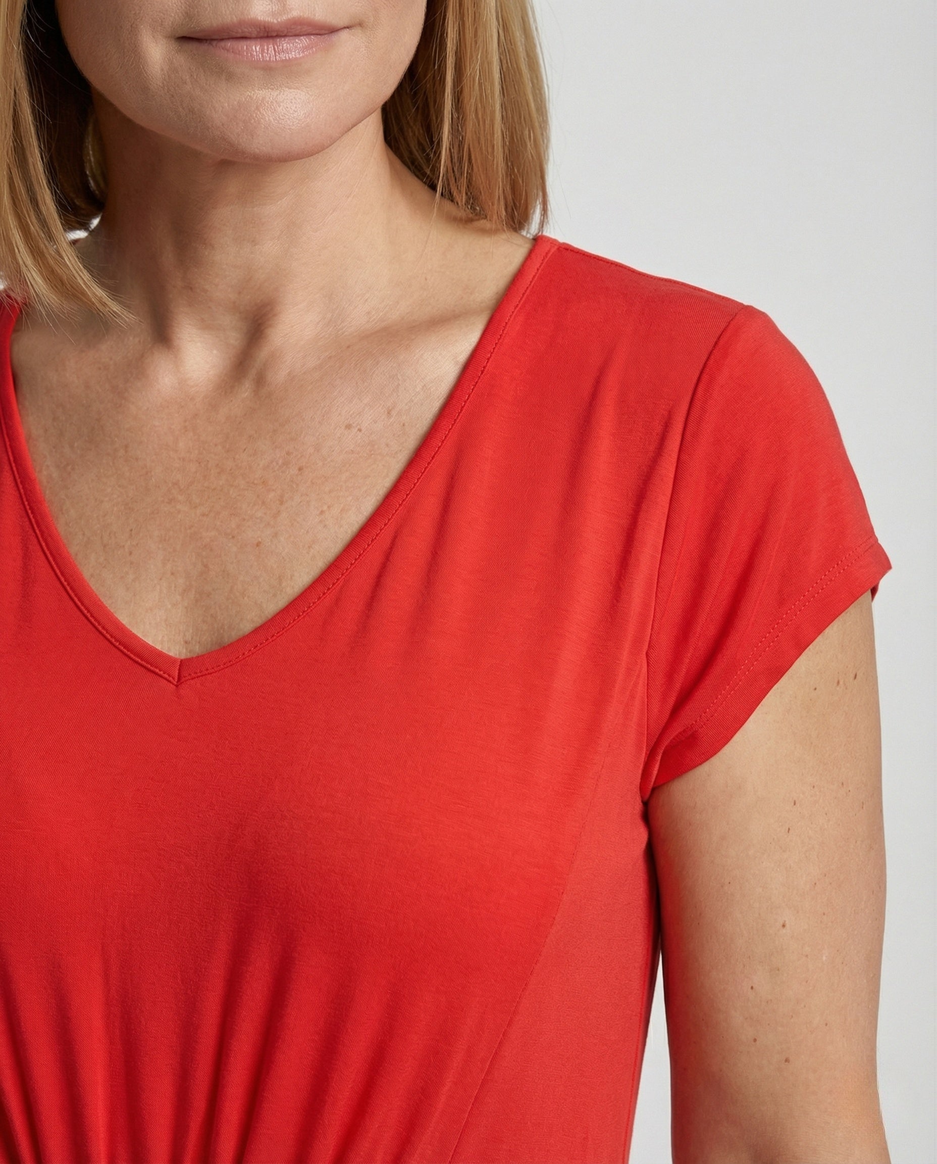 Women's Viscose Jersey Maxi Dress with Empire Waist - Close-Up Detail