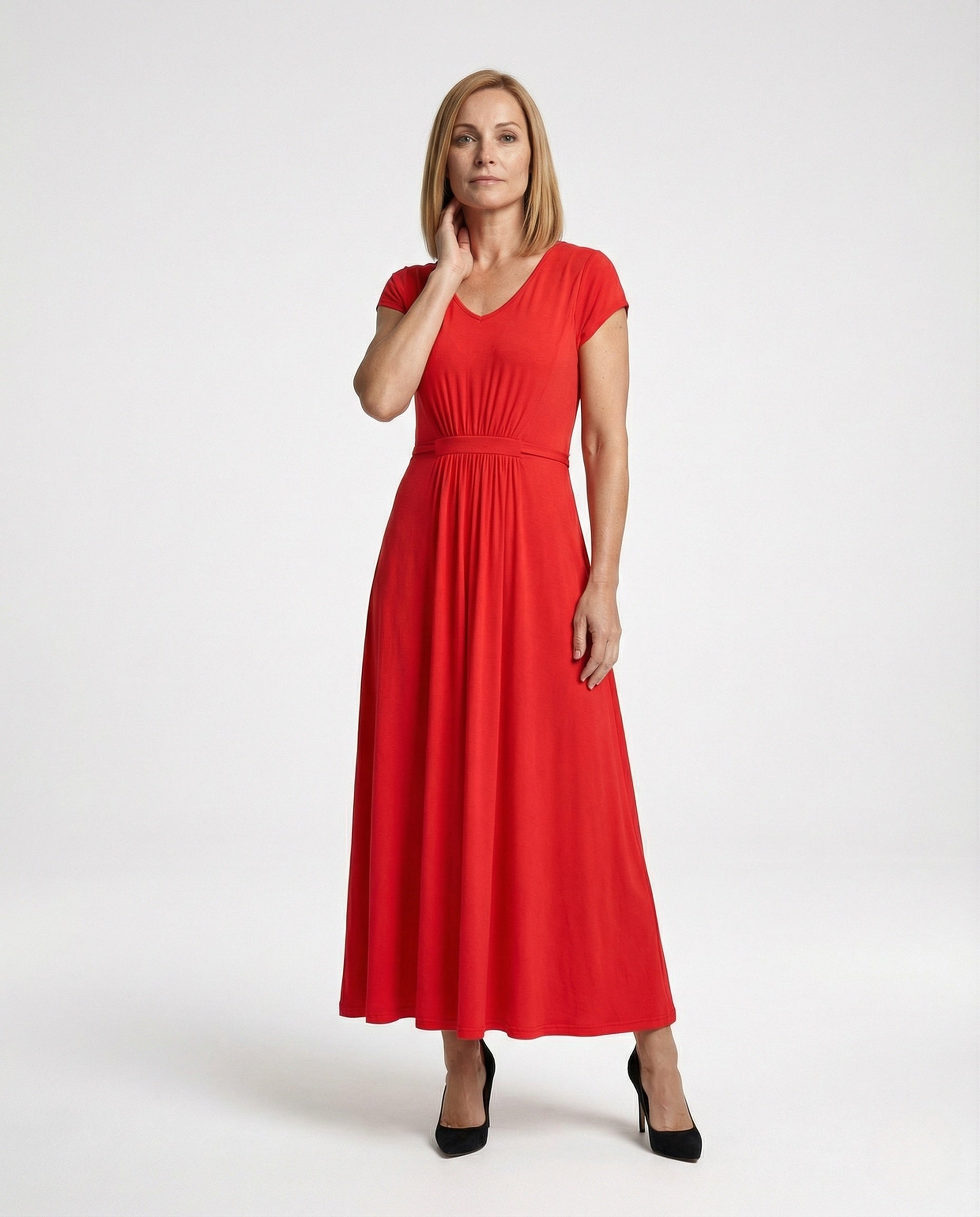 Women's Viscose Jersey Maxi Dress with Empire Waist - Front View