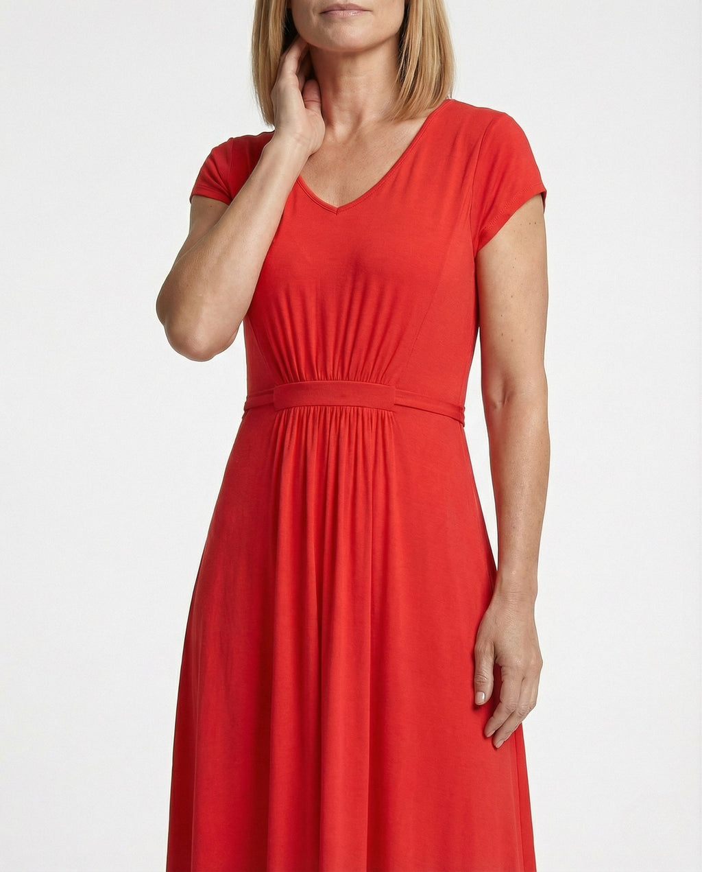 Women's Viscose Jersey Maxi Dress with Empire Waist - Upper Body View