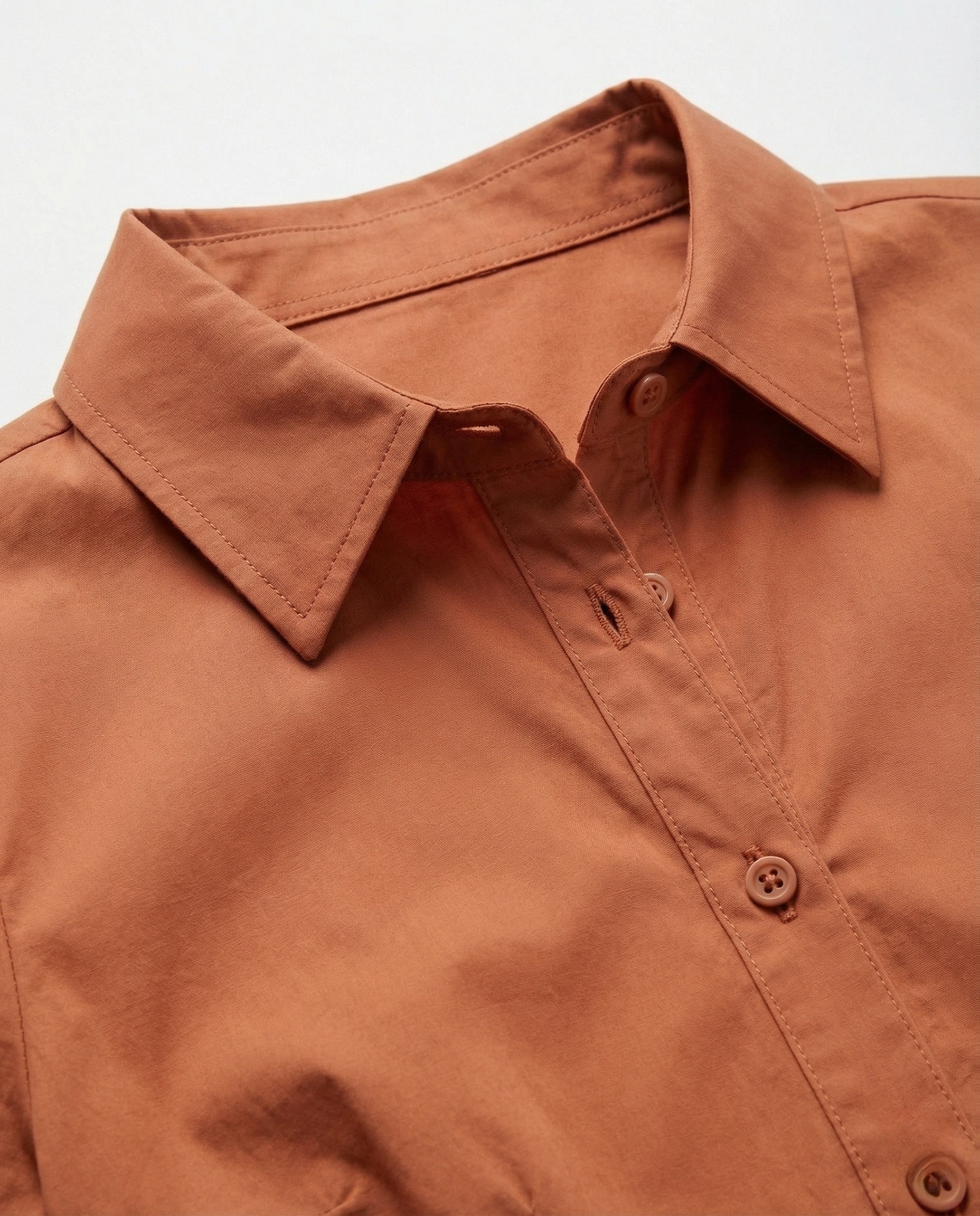 Women's A-Line Dress with Stand-Up Collar - Close-Up Detail