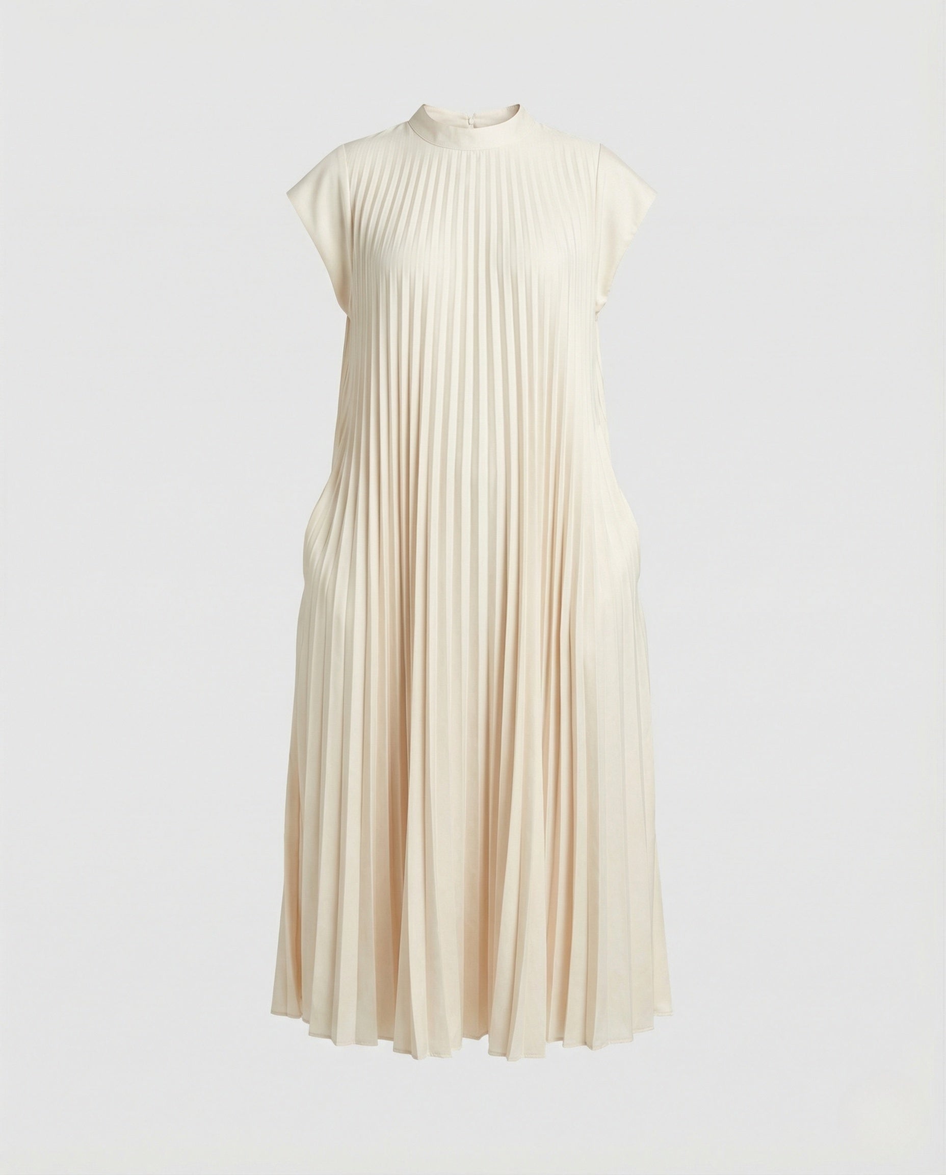 Women's Pleated A-Line Maxi Dress with Pockets