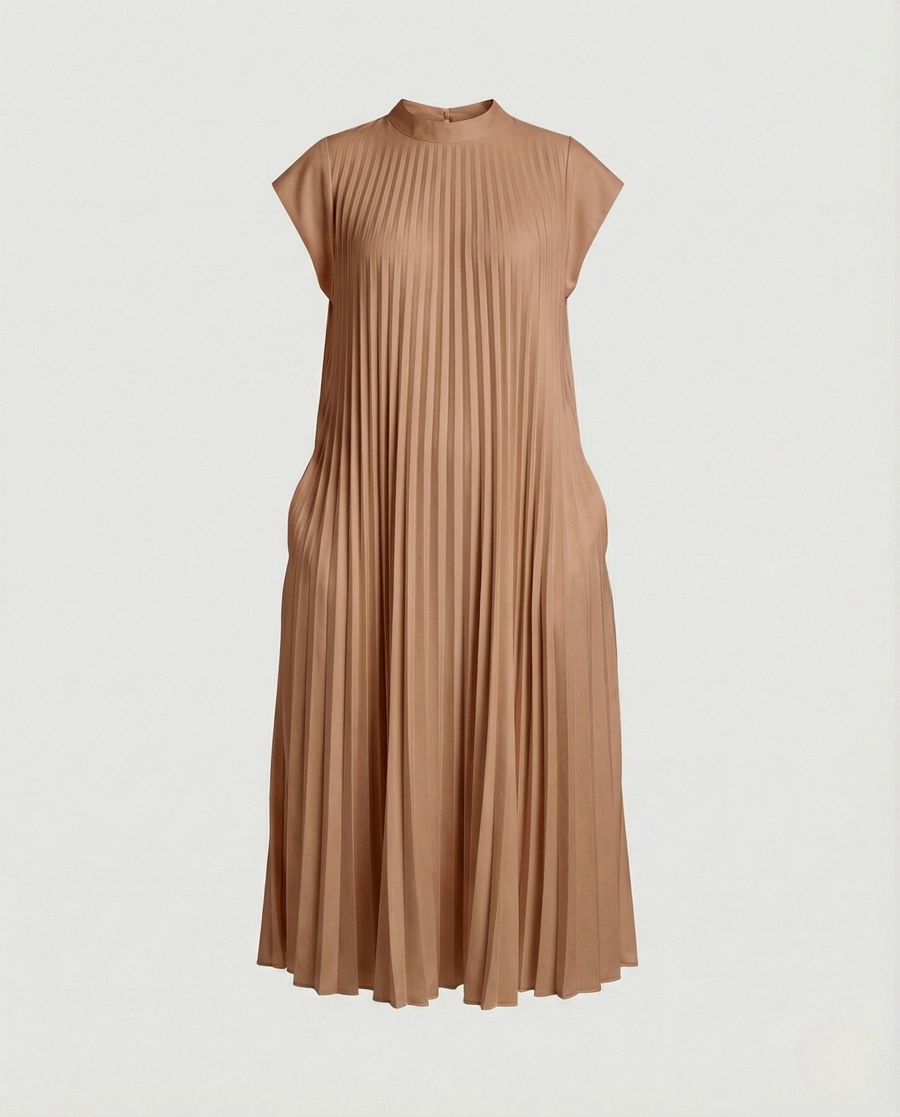 Women's Pleated A-Line Maxi Dress with Pockets