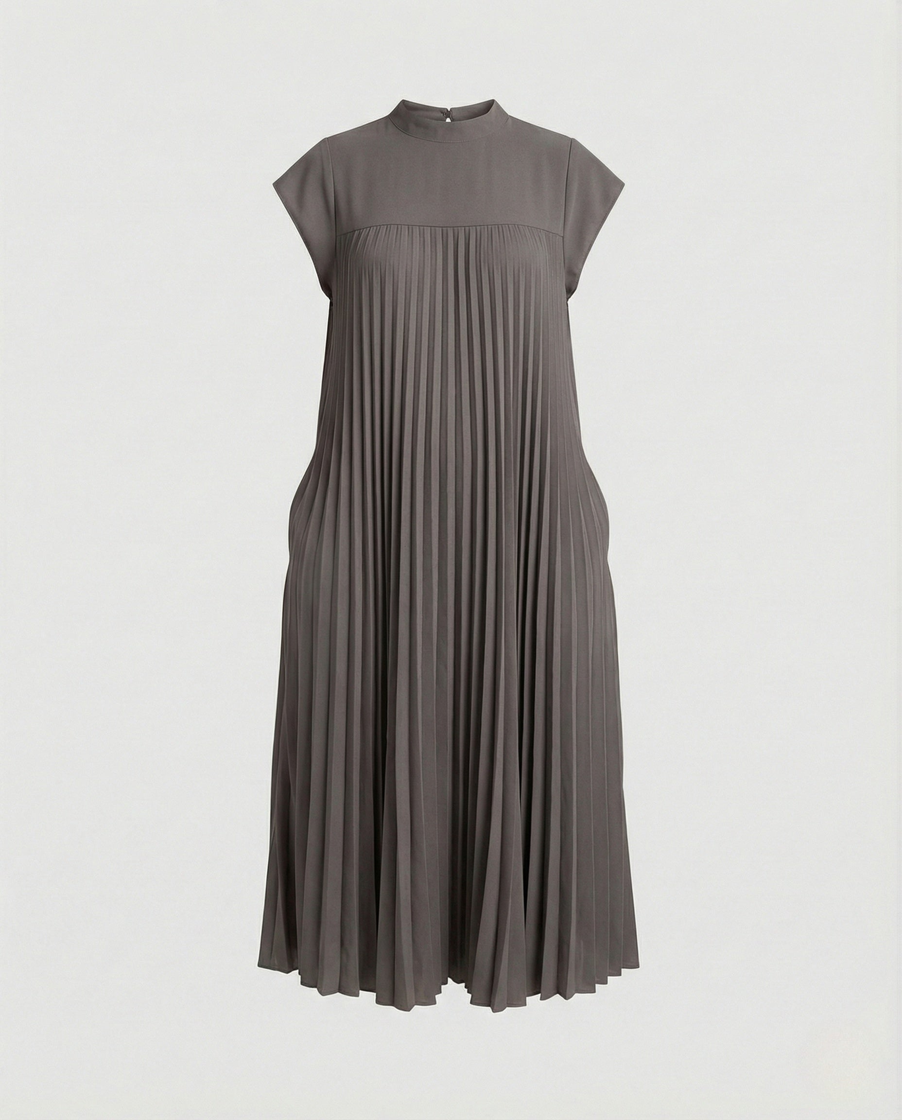 Women's Pleated A-Line Maxi Dress with Pockets