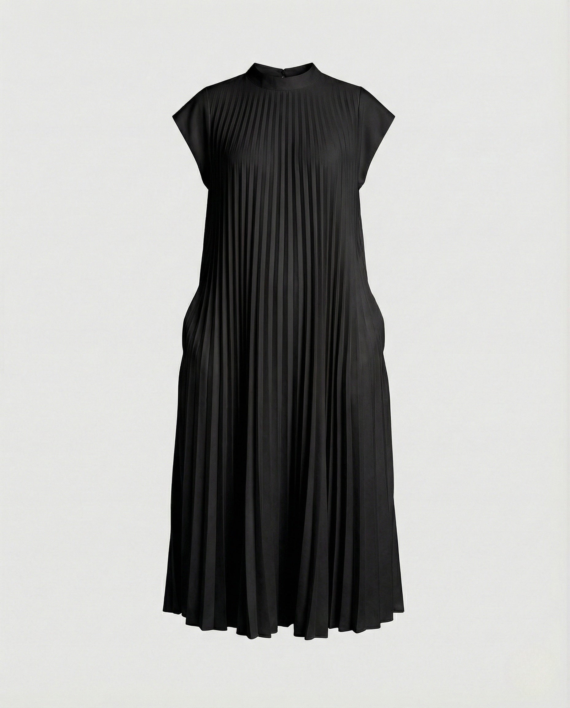 Women's Pleated A-Line Maxi Dress with Pockets